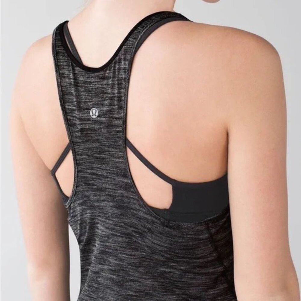 Lululemon What the Sport Singlet Racerback Heathered Black Tank - Size Small